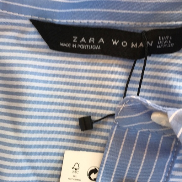 NWT! ZARA Woman Size L White with Blue striped high Top - Picture 5 of 8